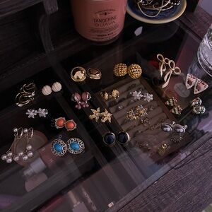assorted vintage clip-on earrings